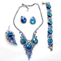 Blue Navettes Rivoli/Margarita Necklace
