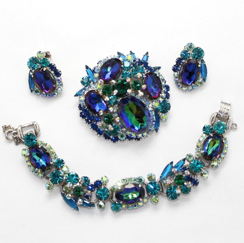 Front view of Blue Oval Multi-Color/Shaded Earrings Clip