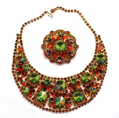 Orange Navettes Rivoli/Margarita Necklace