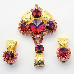 Red Chatons Only Rivoli/Margarita Brooch