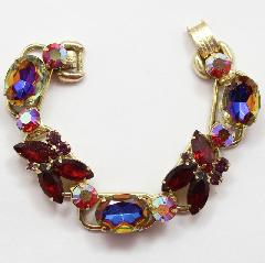 Red Oval Multi-Color/Shaded Bracelet 5 Link