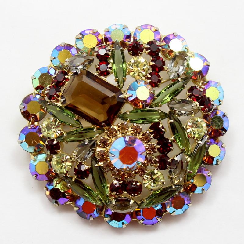 Front view of Fall Emerald Cut Brooch