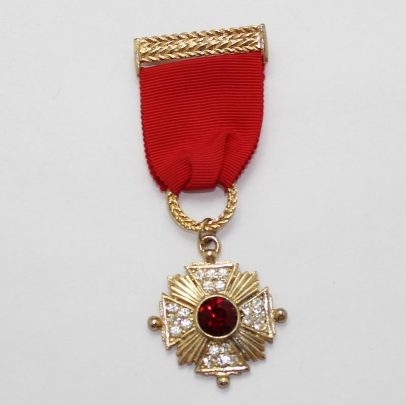 Front view of Red Chatons Only Brooch