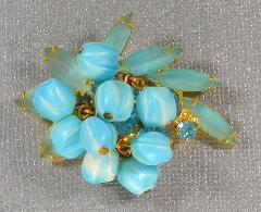 Blue Navettes Frosted Brooch