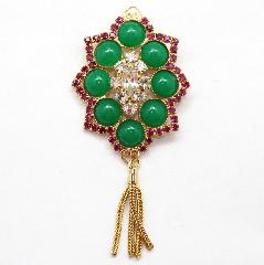 Green Cabochons Brooch