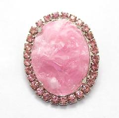 Pink Cabochons Molded/Cut Brooch