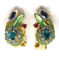 Green Navettes Earrings Clip