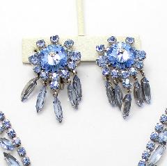 Blue Navettes Rivoli/Margarita Earrings Clip
