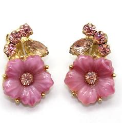 Pink Navettes Molded/Cut Earrings Clip