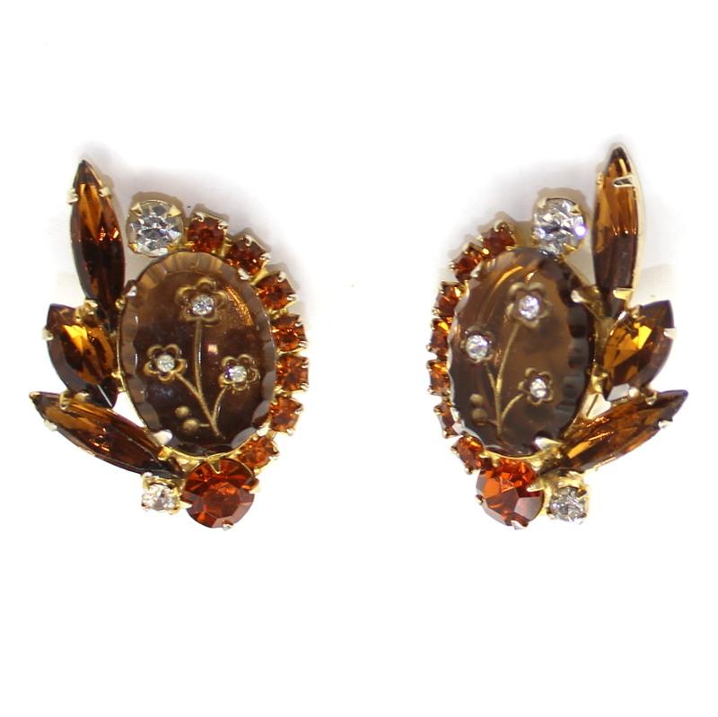Front view of Topaz Oval Molded/Cut Earrings Clip