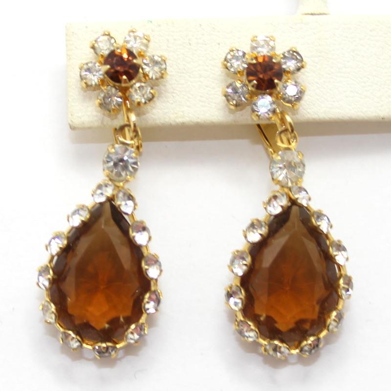 Front view of Topaz Framed Disks Earrings Clip