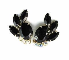 Black (jet) Oval Earrings Clip