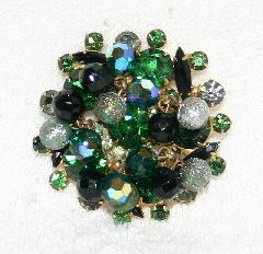 Green Navettes Brooch
