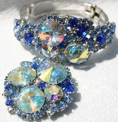 Blue Navettes Rivoli/Margarita Bracelet Clamper