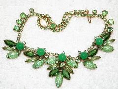 Green Navettes Molded/Cut Necklace