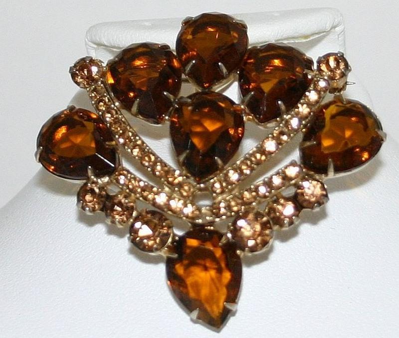 Front view of Topaz Pear Brooch