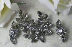 Gray (black Diamond) Navettes Earrings Clip