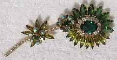 Green Navettes Brooch