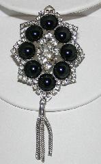 Black (jet) Cabochons Plastic Brooch