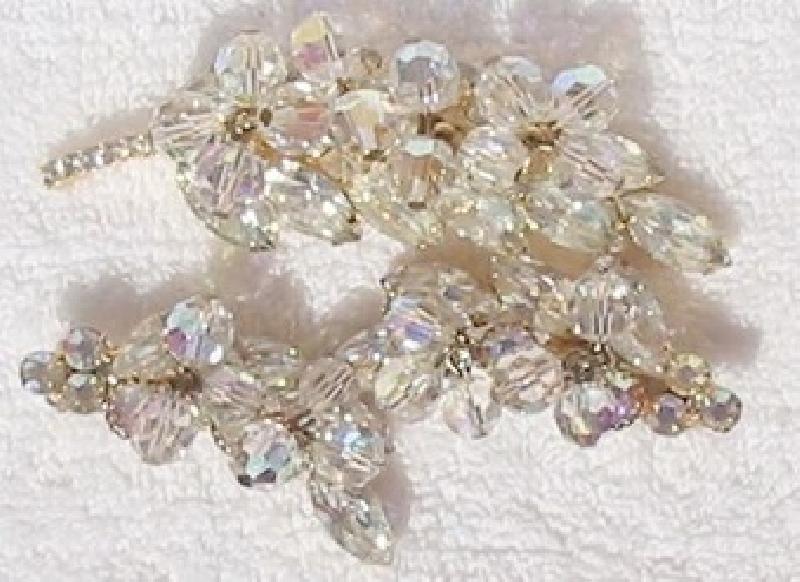 Front view of Clear Navettes Earrings Clip