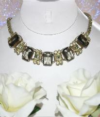 Gray (black Diamond) Emerald Cut Necklace
