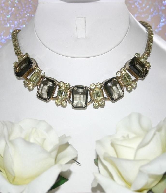 Front view of Gray (black Diamond) Emerald Cut Necklace