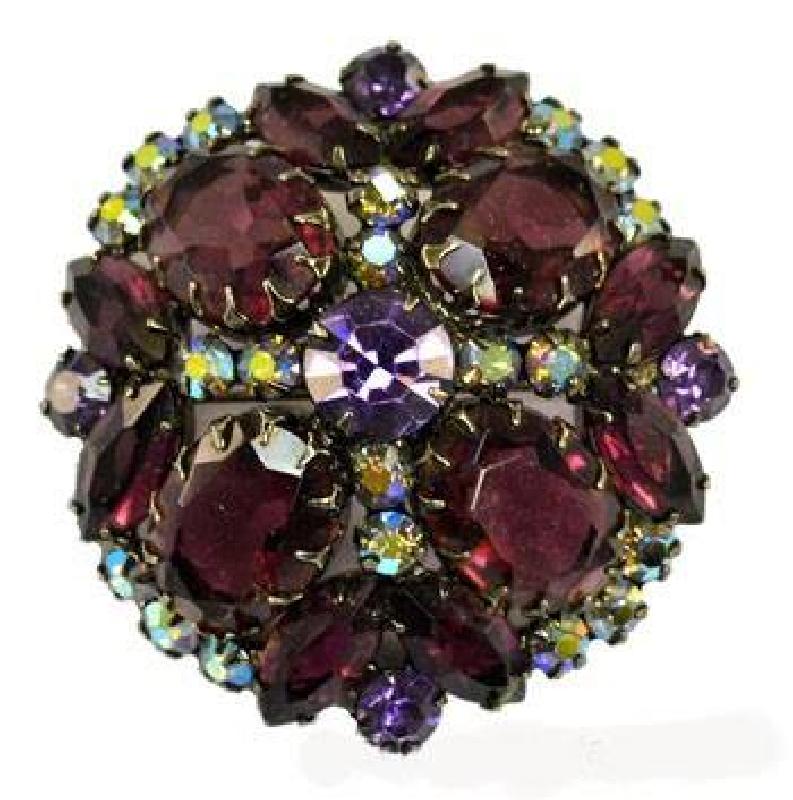 Front view of Purple (cardinal) Oval Brooch