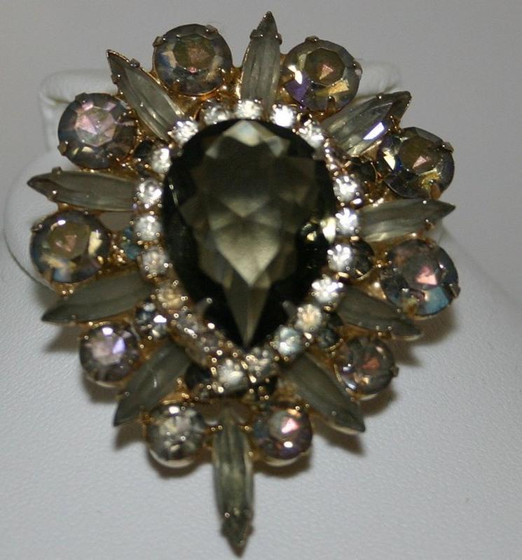 Front view of Gray (black Diamond) Pear Pin Pendant