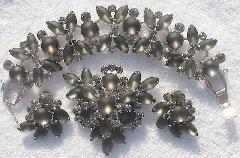 Gray (black Diamond) Navettes Frosted Brooch