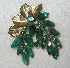 Green Navettes Brooch