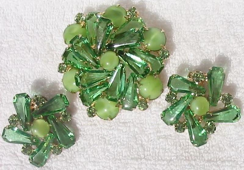 Front view of Green Pentagon Earrings Clip