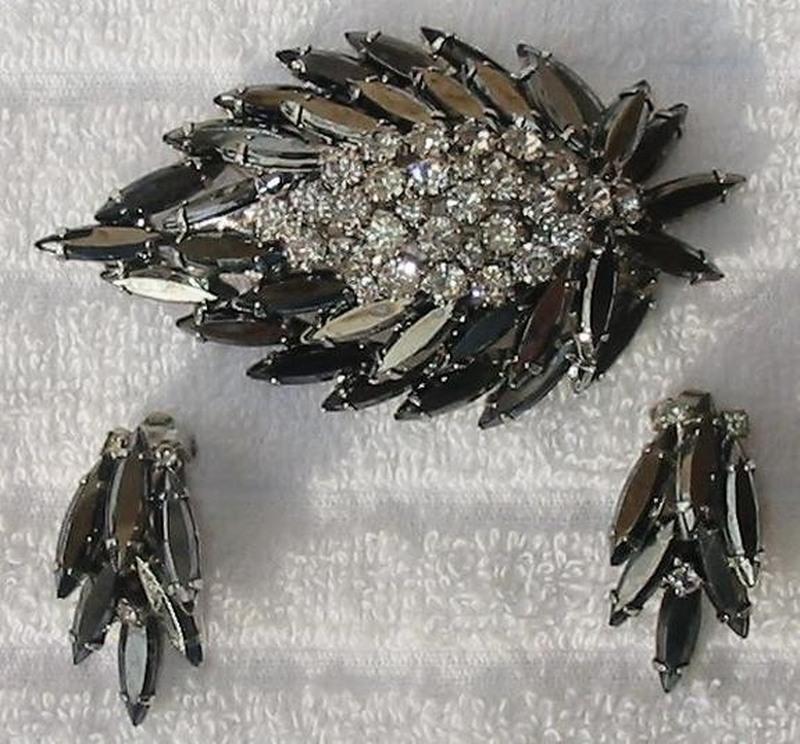 Front view of Hematite Navettes Brooch
