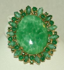 Green Cabochons Spotted Pin Pendant