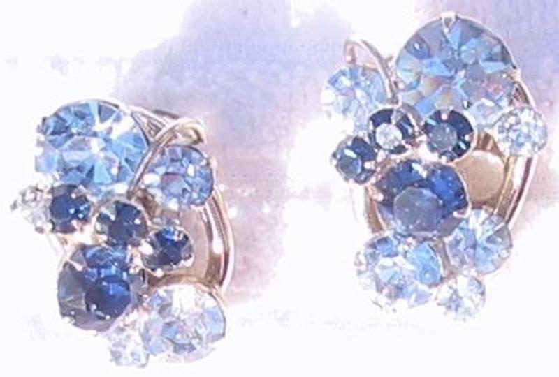 Front view of Blue Chatons Only Earrings Clip