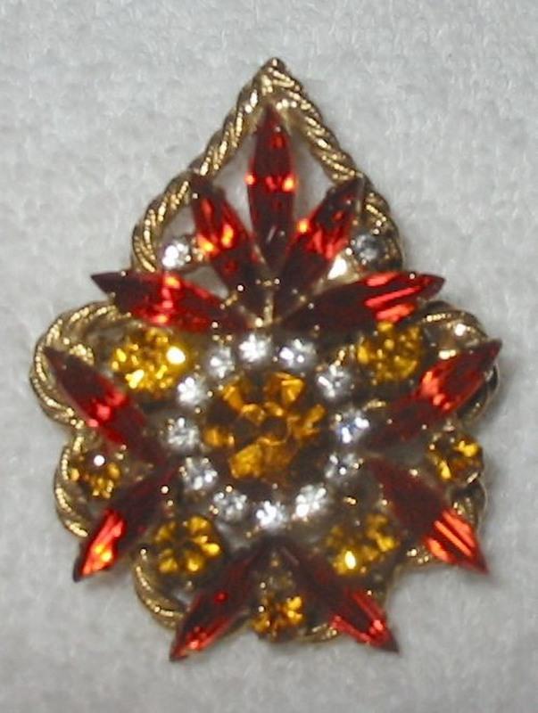 Front view of Orange Navettes Pin Pendant