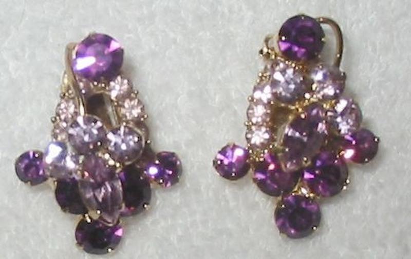 Front view of Purple (cardinal) Chatons Only Earrings Clip