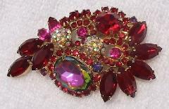 Red Oval Multi-Color/Shaded Brooch