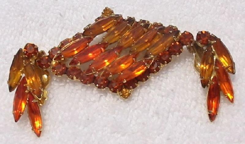Front view of Topaz Navettes Brooch