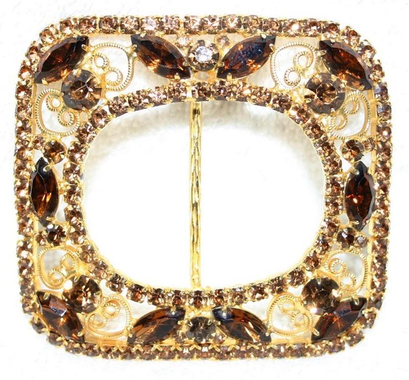 Front view of Topaz Navettes Belt Buckle