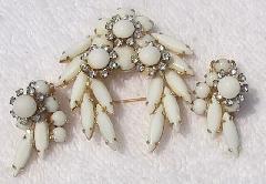White (chalk Or Milk) Navettes Earrings Clip