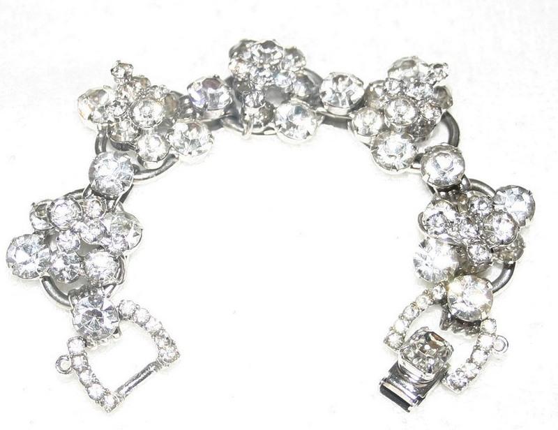 Front view of Clear Chatons Only Bracelet 5 Link