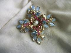 Blue Navettes Givre Brooch