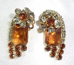 Topaz Emerald Cut Earrings Clip