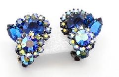 Blue Navettes Earrings Clip