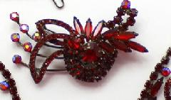 Red Navettes Brooch