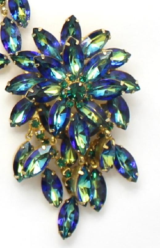 Front view of Green Navettes Multi-Color/Shaded Pin Pendant