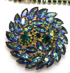 Green Navettes Multi-Color/Shaded Brooch