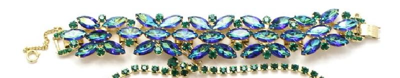 Front view of Green Navettes Multi-Color/Shaded Bracelet 5 Link