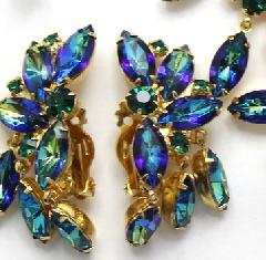 Green Navettes Multi-Color/Shaded Earrings Clip