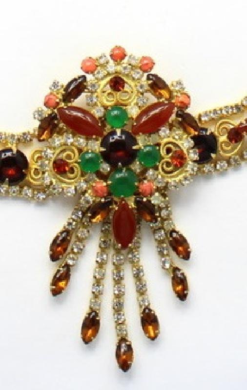 Front view of Multiple Colors Cabochons Pin Pendant
